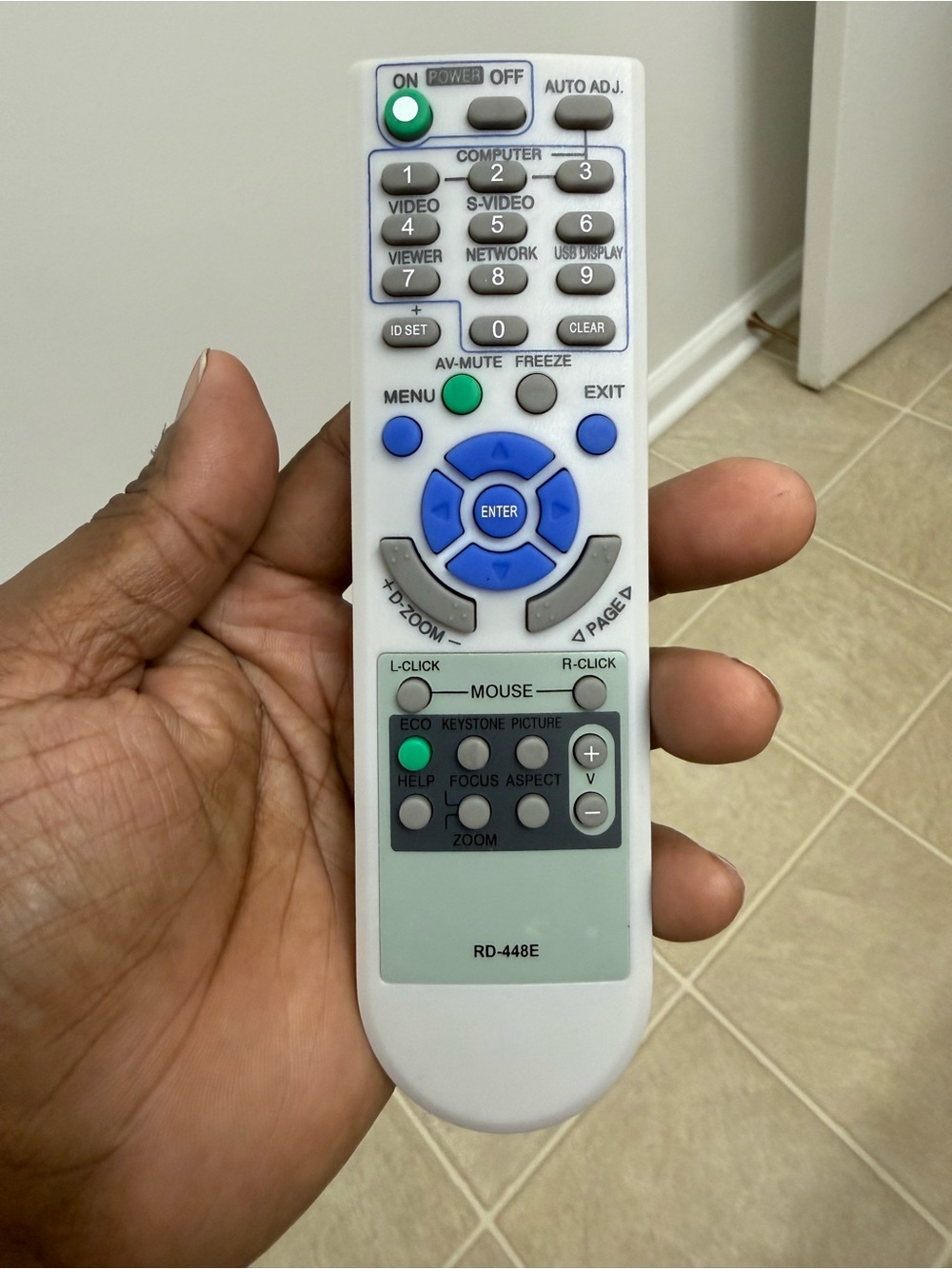 Universal RD-448E Projector Remote - White with Blue Buttons